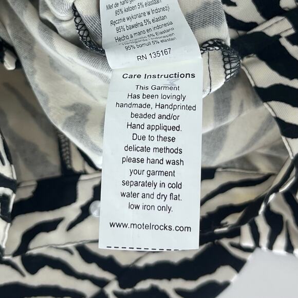 Motel Rocks Zoven 90s Zebra Print Flare Trousers Size Small - Picture 8 of 10